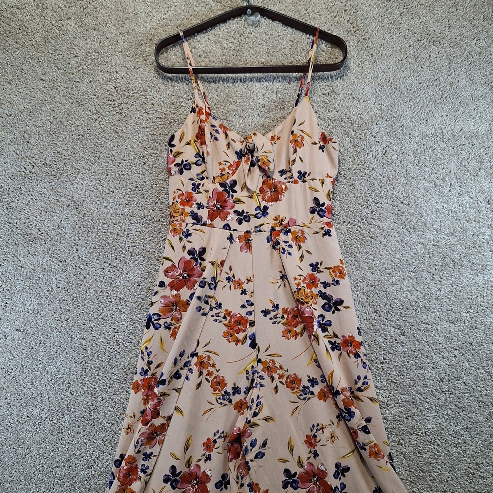 Xhilaration Jumpsuit Womens Medium Pink Floral Wide Leg Smocked Boho Cottagecore